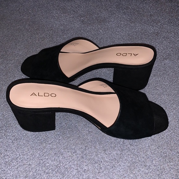 Black Aldo Heeled Mules - Picture 3 of 4